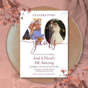 40th Wedding Anniversary 2 Photo Ruby Invitation