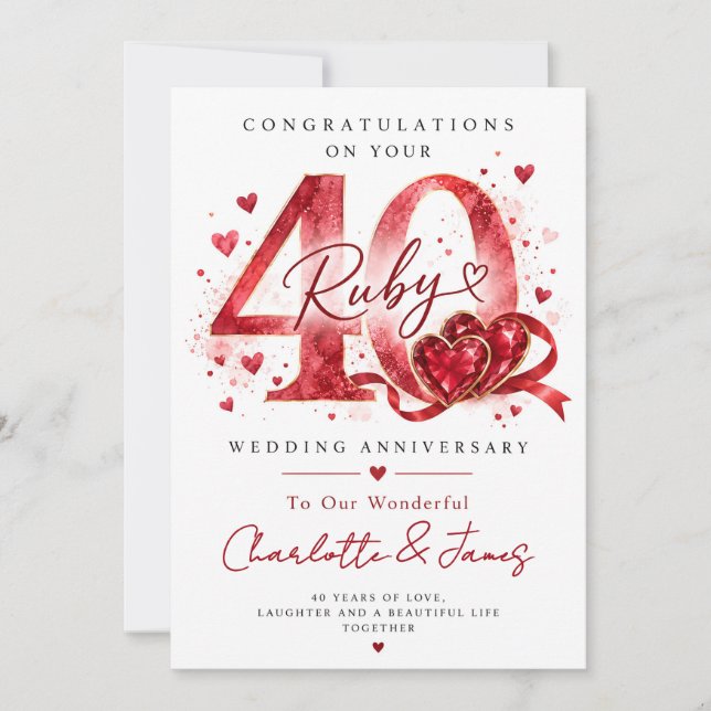 40th Wedding Anniversary Card | Ruby Anniversary (Front)