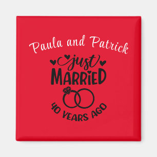 40th Wedding Anniversary Custom Names Ruby Red Magnet