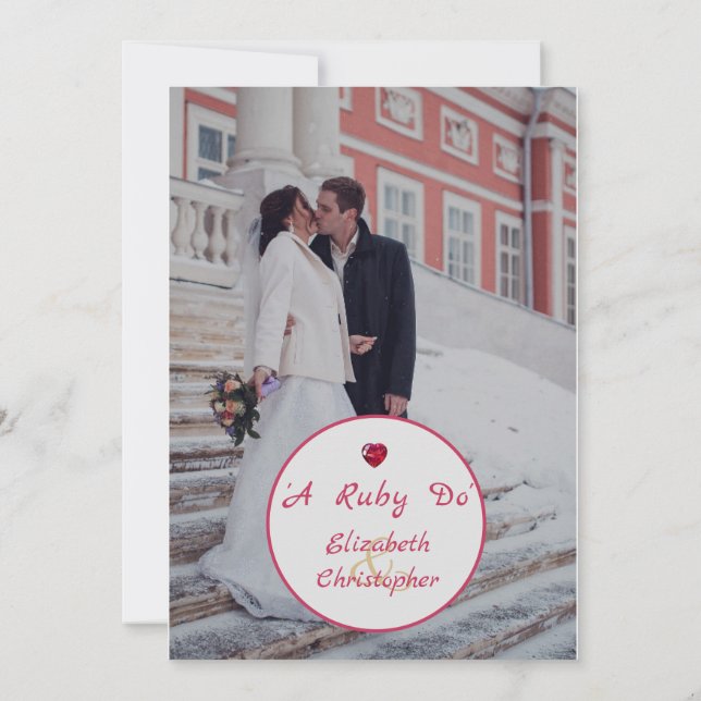 40th Wedding Anniversary Elegant Photo A Ruby Do  Invitation (Back)