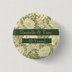 40th Wedding Anniversary Floral 1 Inch Round Button