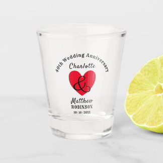 40th Wedding Anniversary Gift Personalized Shot Glass