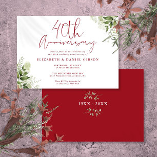 40th Wedding Anniversary Greenery Floral Invitation