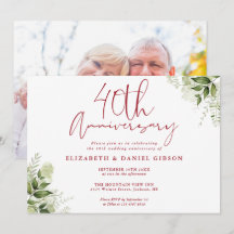 40th Wedding Anniversary Greenery Floral Photo
