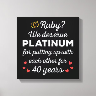 40th Wedding Anniversary I - Ruby Funny Couple Canvas Print