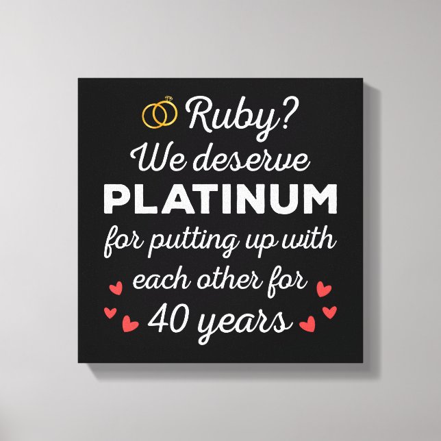 40th Wedding Anniversary I - Ruby Funny Couple Canvas Print (Front)