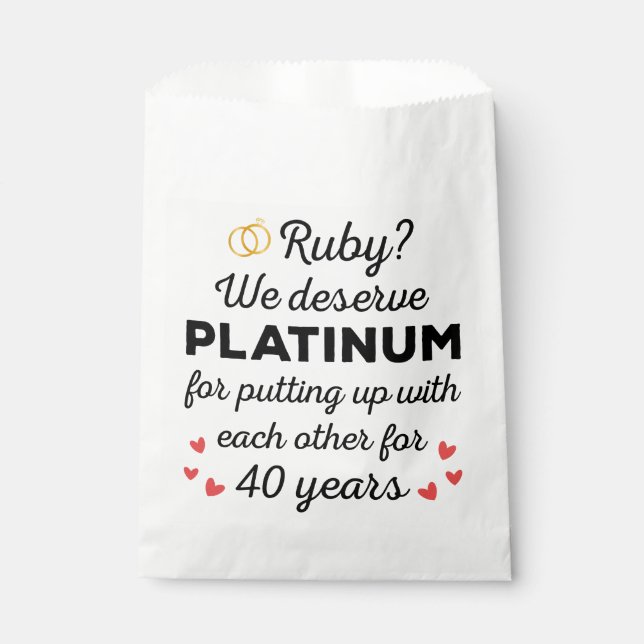 40th Wedding Anniversary I - Ruby Funny Couple Favour Bag (Front)