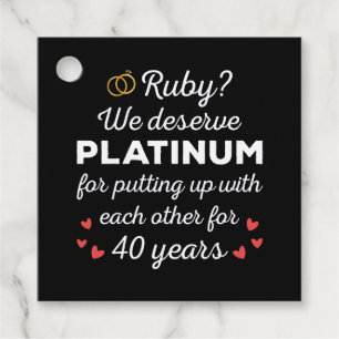 40th Wedding Anniversary I - Ruby Funny Couple Favour Tags