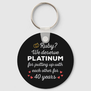 40th Wedding Anniversary I - Ruby Funny Couple Keychain
