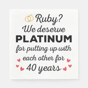 40th Wedding Anniversary I - Ruby Funny Couple Napkin