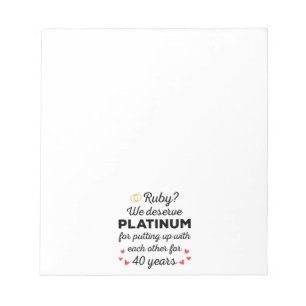 40th Wedding Anniversary I - Ruby Funny Couple Notepad