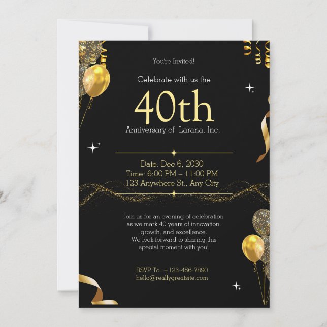 40th wedding anniversary invit invitation (Front)