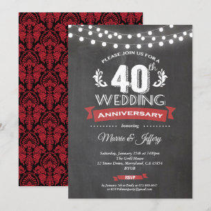 40th wedding anniversary invitation. Ruby red Invitation