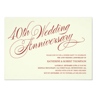 40th Wedding  Anniversary  Invitations  Announcements  