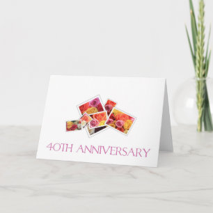 40th Wedding Anniversary mixed rose bouquet Card