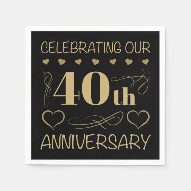 40th Wedding Anniversary Napkin (Front)