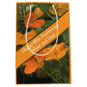 40th Wedding Anniversary Nasturtium alternative Medium Gift Bag