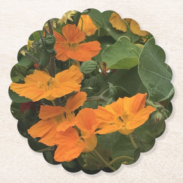 40th Wedding Anniversary Nasturtium alternative Paper Coaster (Front)