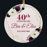 40th Wedding Anniversary Ornament Ruby Anniversary<br><div class="desc">Celebrate a 40th anniversary in style with this personalized ruby wedding anniversary custom ornament.</div>