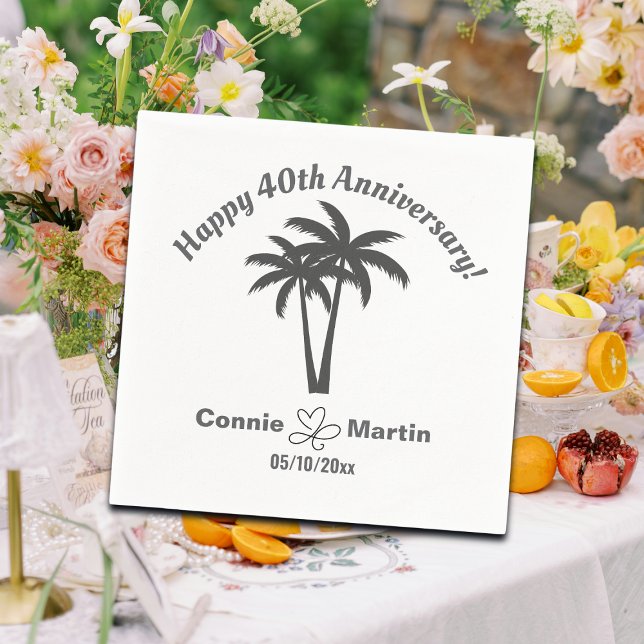 40th Wedding Anniversary Palm Trees Napkin (Creator Uploaded)