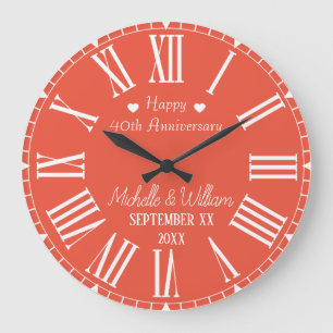 40th Wedding Anniversary Personalized Large Clock