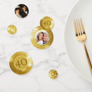 40th Wedding Anniversary Photo Gold Personalized Confetti