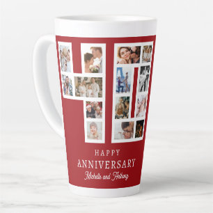 40th Wedding Anniversary Photo Ruby Red Latte Mug