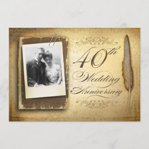 40th wedding anniversary photo vintage invitations