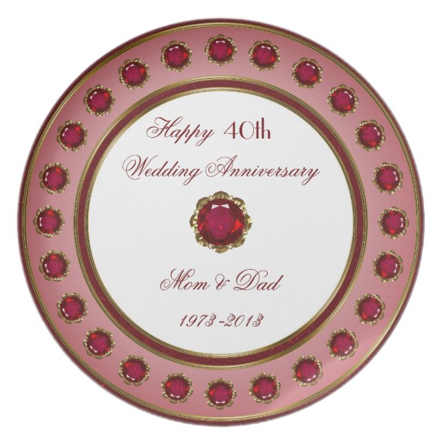 40th Wedding Anniversary Plate (Front)