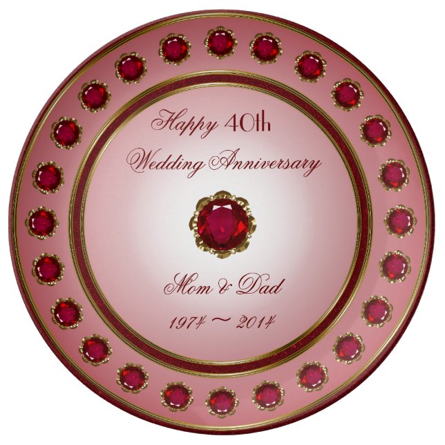 40th Wedding Anniversary Porcelain Plate (Front)