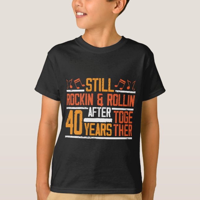 40th Wedding Anniversary Rocking Wife Husband T-Shirt (Front)