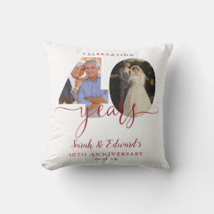 40th Wedding Anniversary Ruby 2 Photo Throw Pillow