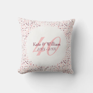 40th Wedding Anniversary Ruby Confetti Throw Pillow