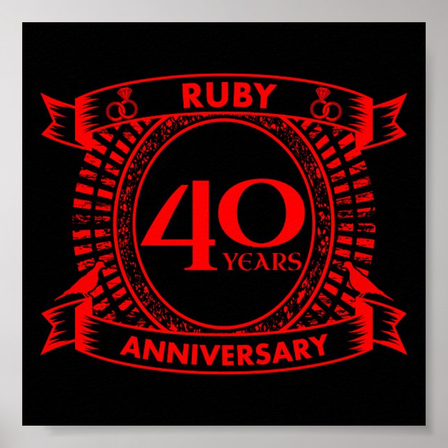 40th wedding anniversary ruby crest poster (Front)