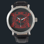 40th wedding anniversary ruby crest watch<br><div class="desc">A romantic design to celebrate your 40th year of marriage. If you would like any help customizing this design please contact me, their is an ask this designer button, just below this text. This fortieth, 40 years wedding anniversary crest has the text ruby as that is the traditional gift for...</div>