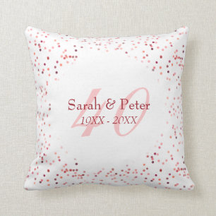 40th Wedding Anniversary Ruby Stardust Confetti Throw Pillow