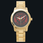 40th Wedding ANNIVERSARY RUBY Watch<br><div class="desc">A design to celebrate your fortieth year of marriage. This design has a red (ruby) coloured laurel design on a black background. Ruby is the traditional gift for this occasion. The text reads Ruby 40 year anniversary. A romantic design to celebrate your 40th year of marriage. If you would like...</div>