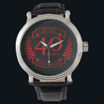 40th Wedding ANNIVERSARY RUBY Watch<br><div class="desc">A design to celebrate your fortieth year of marriage. This design has a red (ruby) coloured laurel design on a black background. Ruby is the traditional gift for this occasion. The text reads Ruby 40 year anniversary. A romantic design to celebrate your 40th year of marriage. If you would like...</div>