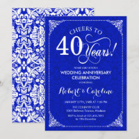 40th Wedding Anniversary - Sapphire Blue White