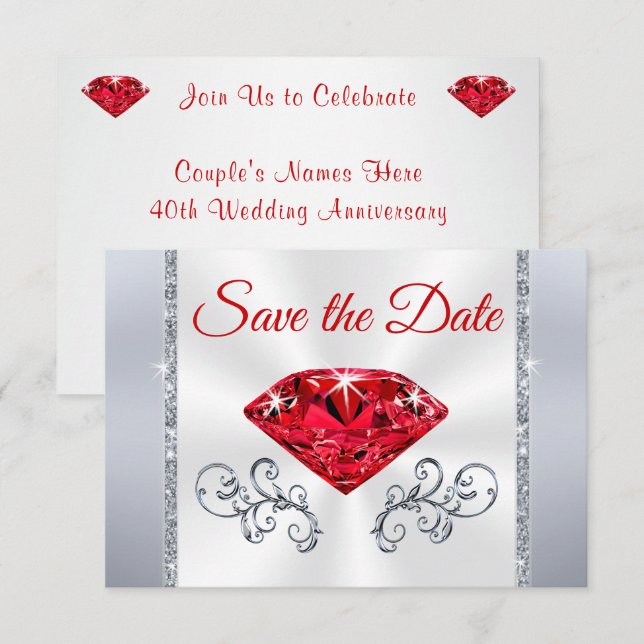 40th Wedding Anniversary Save the Date Cards (Front/Back)