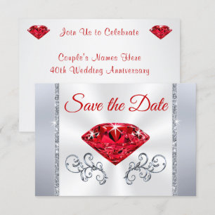 40th Wedding Anniversary Save the Date Cards