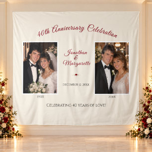 40th Wedding Anniversary Then and Now Photo Tapestry