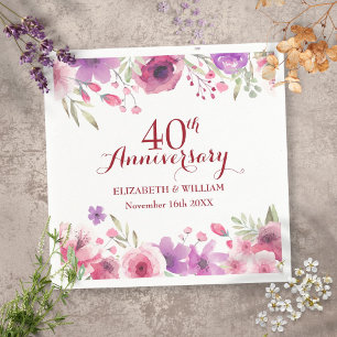 40th Wedding Ruby Anniversary Country Floral Napkin
