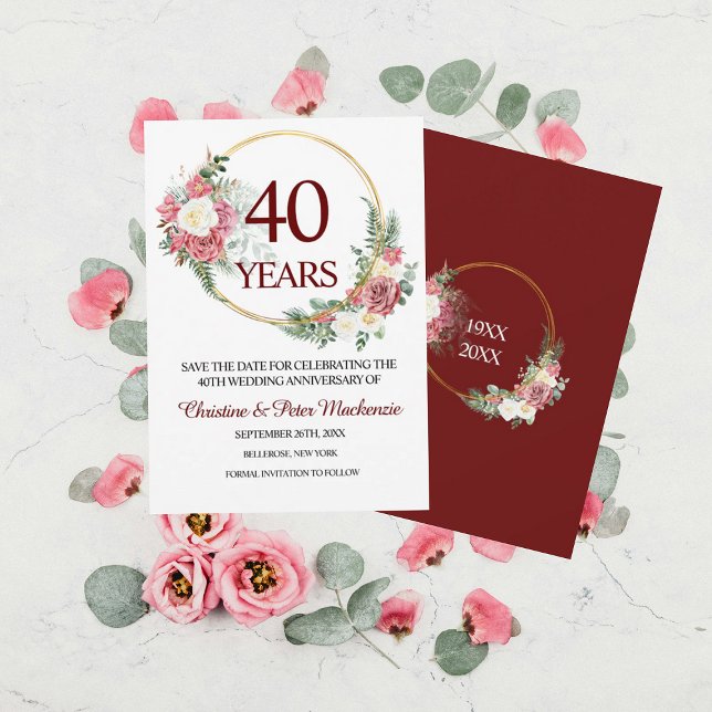 40th Wedding Ruby Roses Anniversary   Save The Date (Creator Uploaded)