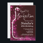 40th Wine Birthday Aged to Perfection Pink Glitter Invitation<br><div class="desc">40th Wine Birthday Invitation. Aged to Perfection. Black and Pink Glitter. Red Wine. Wine Tasting Invitation. Black and Gold Glitter Champagne. 18th 20th 21st 30th 40th 50th 60th 70th 80th 90th 100th, Any Ages. For further customization, please click the "Customize it" button and use our design tool to modify this...</div>
