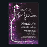 40th Wine Birthday Aged to Perfection Purple Invitation<br><div class="desc">40th Wine Birthday Invitation. Aged to Perfection. Black and Purple Glitter. Red Wine. Wine Tasting Invitation. Black and Gold Glitter Champagne. 18th 20th 21st 30th 40th 50th 60th 70th 80th 90th 100th, Any Ages. For further customization, please click the "Customize it" button and use our design tool to modify this...</div>