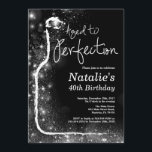 40th Wine Birthday Invitation. Aged to Perfection Invitation<br><div class="desc">40th Wine Birthday Invitation. Aged to Perfection. Red Wine. Wine Tasting Invitation. Black and Silver Glitter Champagne. 18th 20th 21st 30th 40th 50th 60th 70th 80th 90th 100th,  Any Ages. For further customization,  please click the "Customize it" button and use our design tool to modify this template.</div>