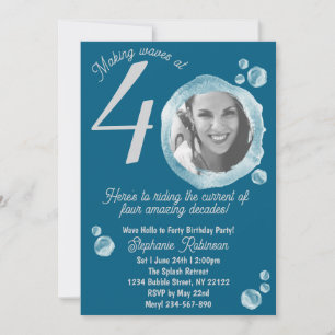 40th Yearly Milestone Bubbles Birthday Invitation