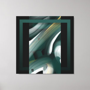 40x40" Trend Abstract Art Canvas Black White Green Print
