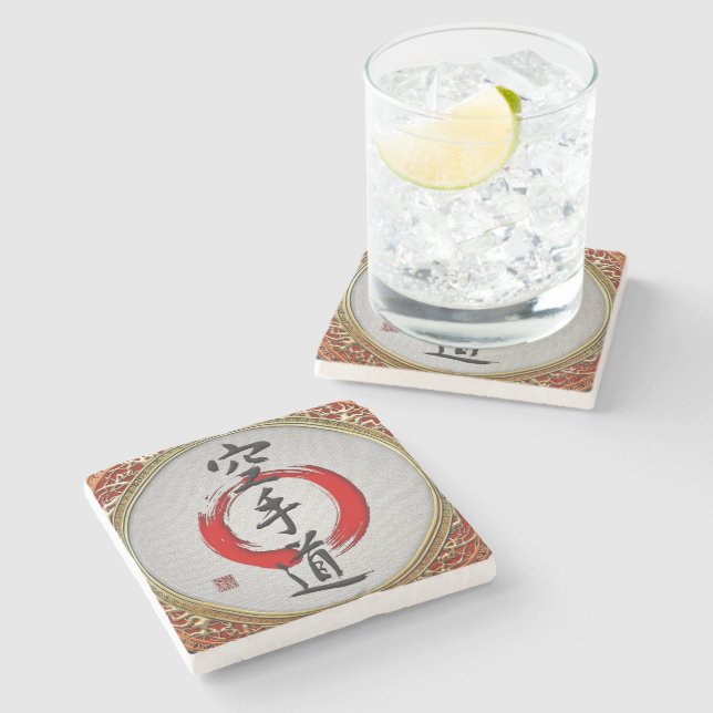 [410] Japanese calligraphy - Karate-do Stone Coaster (Side)